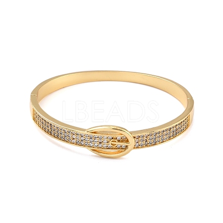 Clear Cubic Zirconia Clasp Shape Bangle BJEW-I298-27G-1