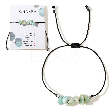 Chakra Theme Natural Aquamarine Chips Braided Bead Bracelets ET5647-9-1