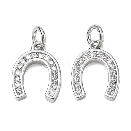 CZ Brass Micro Pave Cubic Zirconia Horse Shoe Charms ZIRC-L018-13P-1