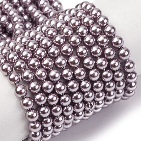 Electroplated Shell Pearl Beads Strands BSHE-G041-4mm-02-1