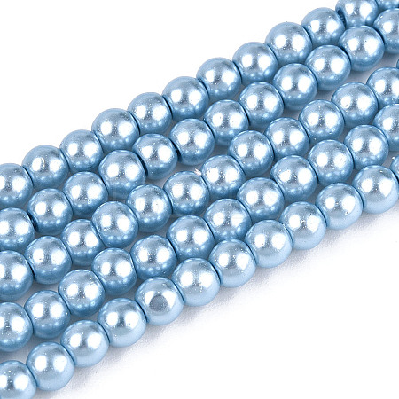 Baking Paint Pearlized Glass Pearl Round Bead Strands HY-Q003-4mm-24-A-1