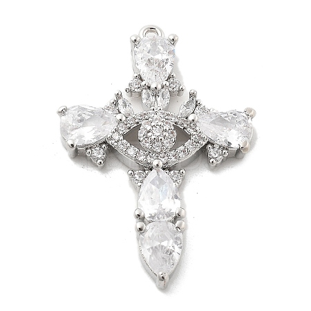 Brass Micro Pave Clear Cubic Zirconia Pendants KK-L228-03P-03-1