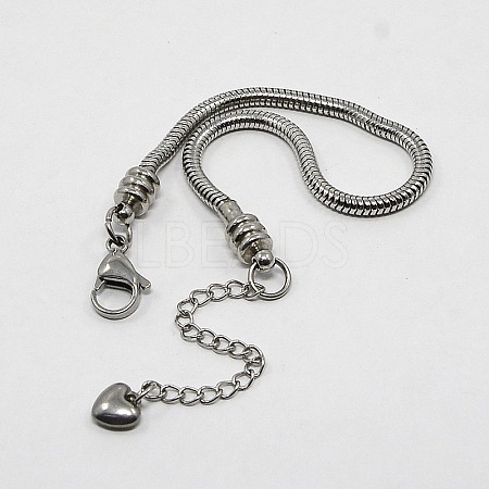 304 Stainless Steel European Round Snake Chains Bracelets X-STAS-J015-06-1