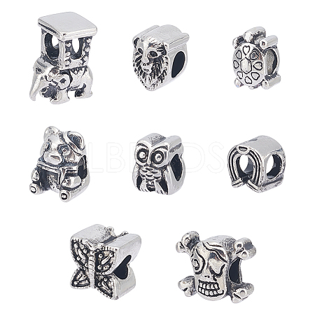 Unicraftale 8Pcs 8 Style 304 Stainless Steel European Beads STAS-UN0040-31-1