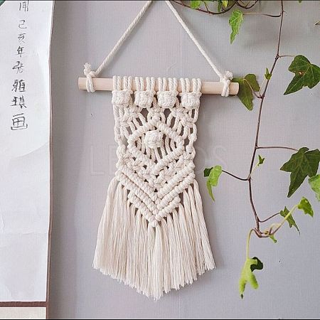 Cotton Cord Macrame Woven Wall Hanging HJEW-C010-03-1