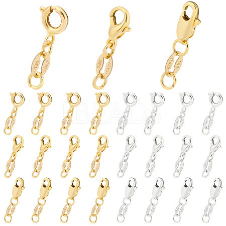   24Pcs 6 Styles Brass Spring Ring Clasps FIND-PH0009-98-1