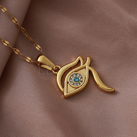 Vintage 304 Stainless Steel Glass Eye of Ra Pendant Necklaces for Women EQ3909-1