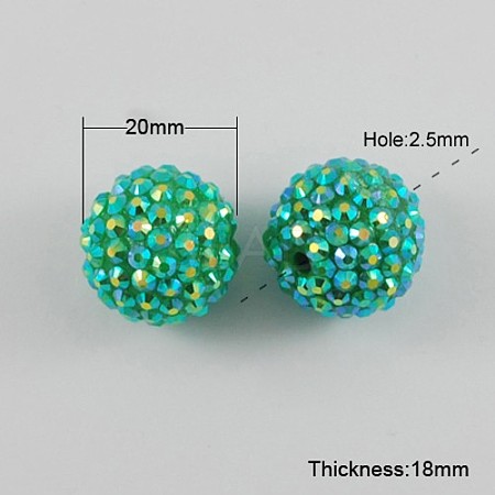 AB Color Chunky Round Resin Rhinestone Bubblegum Ball Beads X-RESI-S256-20mm-SAB13-1