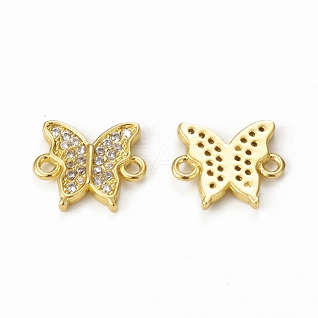 Brass Micro Pave Clear Cubic Zirconia Connector Charms KK-E068-VB366-1