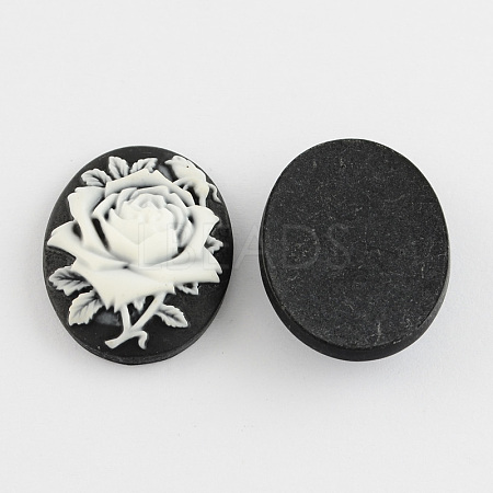 Flower Cameo Oval Resin Cabochons X-CRES-S245-33-1
