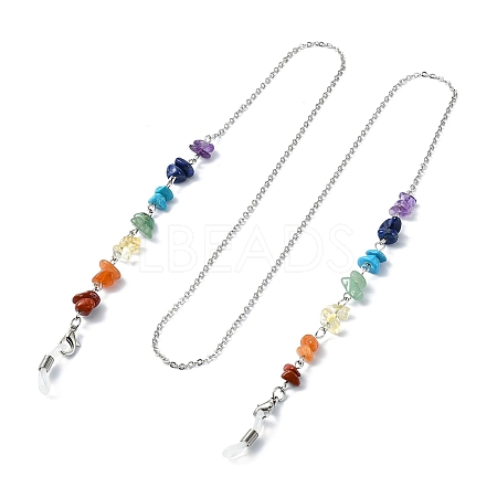 Natural Mixed Gemstone Chips Beaded Eyeglasses Chains GG-CJ724D-P-1