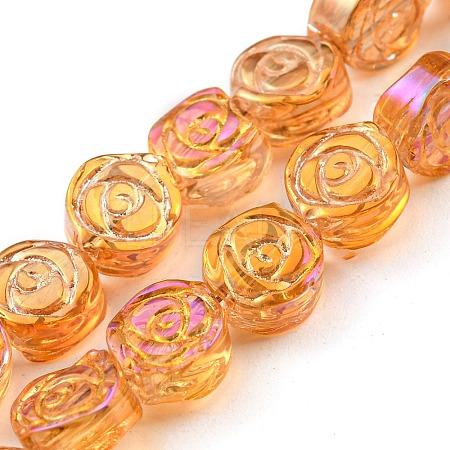 Full Rainbow Plated Electroplate Transparent Glass Beads Strands EGLA-G037-01A-FR03-1