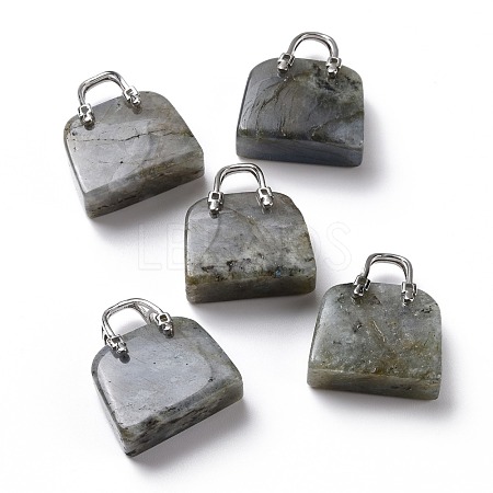 Natural Labradorite Brass Pendants KK-E274-01P-09-1