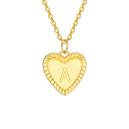 Golden Tone Brass Cable Chain Letter Heart Pendant Necklaces for Women PW-WG67FD6-01-1