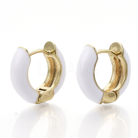 Brass Huggie Hoop Earrings EJEW-S209-01F-1