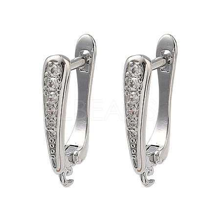 Brass Micro Pave Clear Cubic Zirconia Hoop Earring Findings KK-H256-06P-1