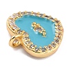 Golden Plated Brass Micro Pave Clear Cubic Zirconia Charms ZIRC-L097-033F-G-2