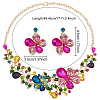 ANATTASOUL Colorful Rhinestone Flower of Life Pendant Necklace & Dangle Stud Earrings SJEW-AN0001-12-2