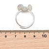 Flower Brass Micro Pave Cubic Zirconia & Enamel Cuff Ring Settings KK-CBAC351-06P-01-3