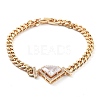 Cubic Zirconia Link Bracelet with Golden Brass Curb Chains BJEW-C055-06A-G-1
