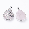 Natural Rose Quartz Pendants G-E421-08P-1