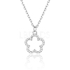 925 Silver Hollow Flower Pendant Necklace QM9620-2-1