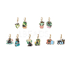 10Pcs 10 Styles Cat Shape Alloy Enamel Dangle Earrings EJEW-JE05822-1