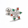 Snowflake Brass Cubic Zirconia Stud Earrings FS-WGD4C14-15-1