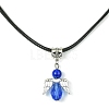 Angel Shape Alloy with Glass Pendant Necklaces NJEW-JN04560-03-1