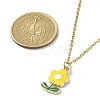 Zinc Alloy Enamel Flower Pendant Necklace with 304 Stainless Steel Cable Chains NJEW-JN04370-3