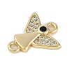 Brass Clear & Black Cubic Zirconia Connector Charms KK-I719-30G-2