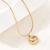 304 Stainless Steel Pave Cubic Zirconia Pendant Necklaces SA-CBADCF0-03G-04-3