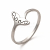 304 Stainless Steel Whale Tail Open Cuff Ring for Women RJEW-K239-01P-3