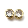 Brass Micro Pave Clear Cubic Zirconia Beads ZIRC-I070-070G-1