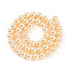 UV Plating Pearlized Glass Pearl Beads Strands GLAA-F128-01B-T6-3