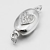 Anti-Tarnish Oval with Heart Rhodium Plated 925 Sterling Silver Cubic Zirconia Box Clasps STER-O015-01-3