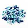 6mm Mixed Blue Color Pearlized Glass Pearl Beads for Jewelry Making HY-PH0006-6mm-03-2