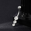 304 Stainless Steel Clear Cubic Zirconia Curved Barbell Belly Button Rings AJEW-D306-03P-05-1