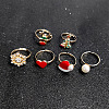 Christmas Theme Alloy Enamel with Rhinestone Finger Rings Sets FS-WG22033-01-4