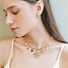 1Pc 304 Stainless Steel Resin & Plastic Pearl Sun Pendant Bib Necklaces NJEW-HS0001-24-5