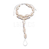 Bohemian Style Natural Cowrie Shell & Plastic Imitation Pearl & Waxed Cord Adjustable Toe Ring Anklets FS-WG56DB4-01-5