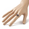 Natural Lapis Lazuli Round Braided Beaded Finger Ring RJEW-JR00550-03-3