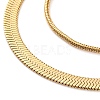 304 Stainless Steel Double Layer Round Snake Chain & Herringbone Chain Necklaces for Women NJEW-G140-16A-G-2