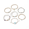7Pcs 7 Style Evil Eye Lampwork & Glass Seed & Brass Beaded Stretch Bracelets Set for Women BJEW-JB09249-02-4