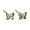 Brass & Paua Shell & Clear Cubic Zirconia Pendants KK-G538-02G-1