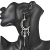 Natural Quartz Crystal & Synthetic Moonstone Beads & Alloy Pendant Chandelier Earrings EJEW-TA00814-2