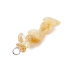 3Pcs Natural Aquamarine & Citrine & Flower Amazonite Chip Beaded Constellation Pendants PALLOY-JF03043-03-5