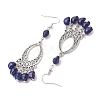 Halloween Skull Dyed Synthetic Turquoise & Alloy Dangle Earrings EJEW-JE05890-04-4