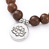 Unisex Wood Beads Stretch Charm Bracelets BJEW-JB04959-01-2