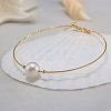925 Sterling Silver Bangle with Natural Pearl Beaded BJEW-Z025-04G-2